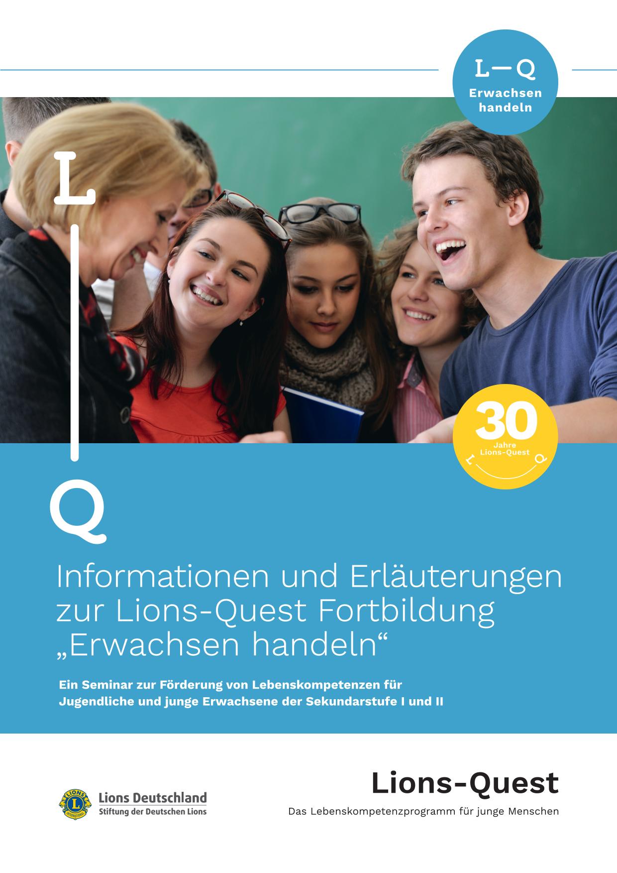 Informationsbroschüre DIN A4 Lions-Quest "Erwachsen handeln" 