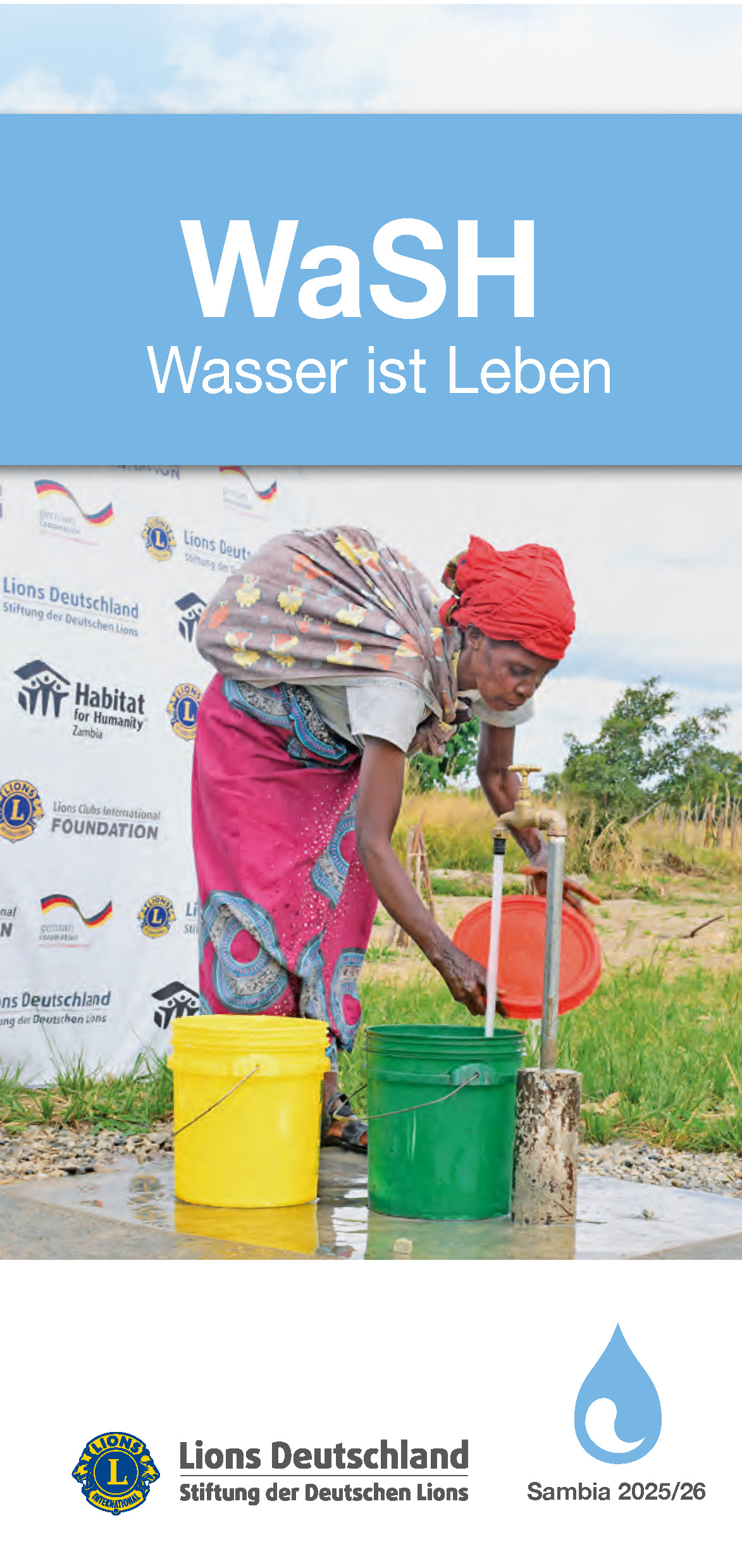 Flyer „Wasser ist Leben“ – WaSH 2025/26 in Sambia