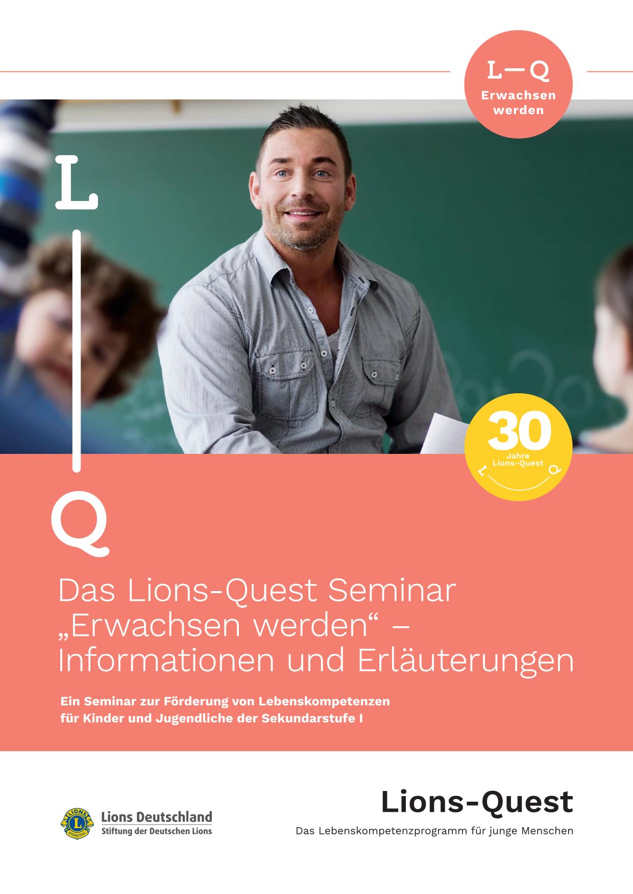 Informationsbroschüre DIN A4 Lions-Quest "Erwachsen werden" 